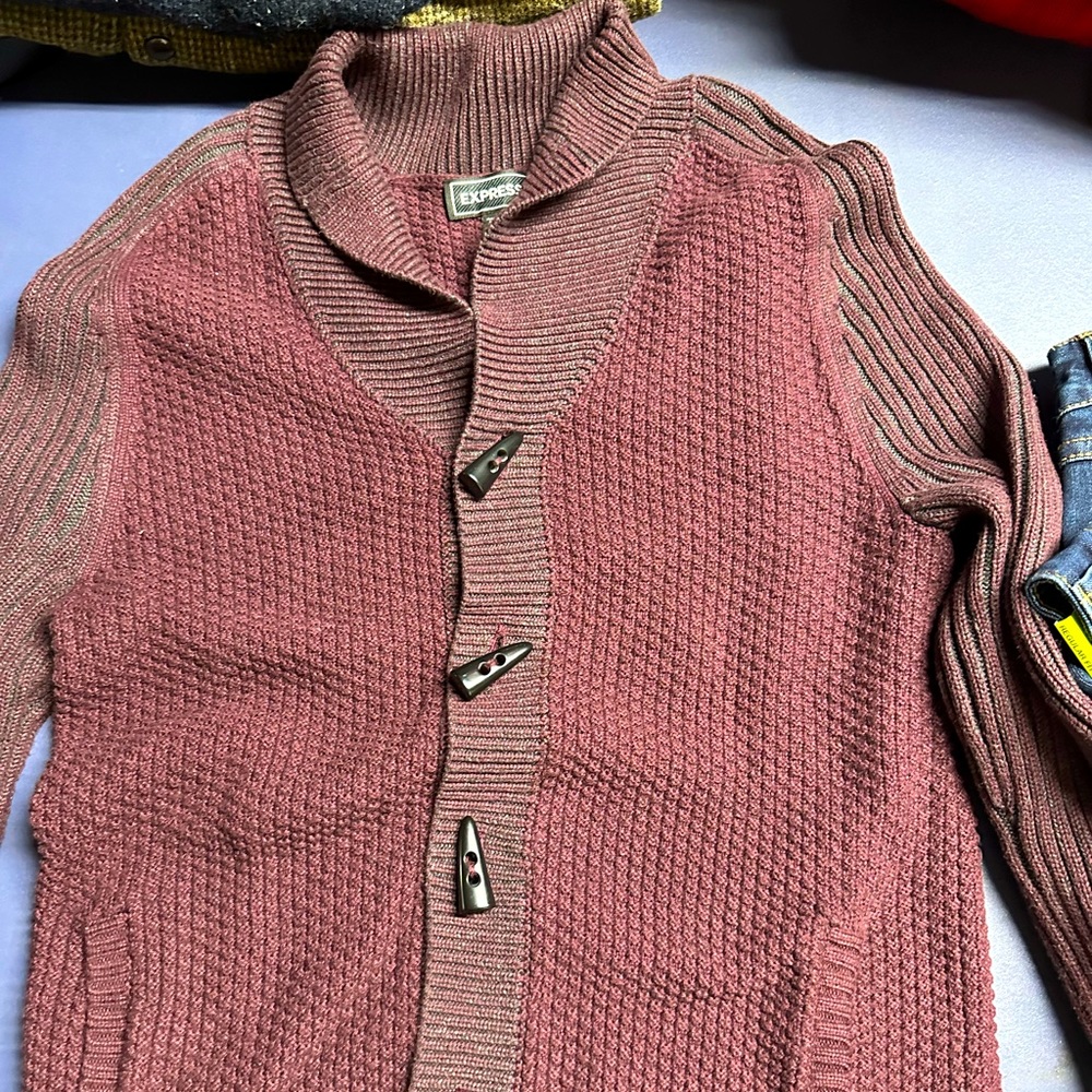 Men’s red cardigan